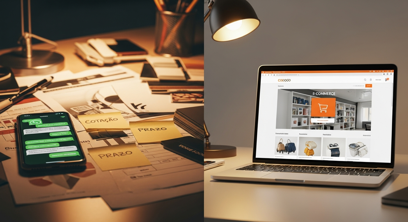 Comparação entre modelo de brindeiro tradicional e lojinha corporativa